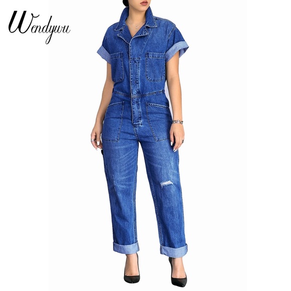 rosie the riveter denim jumpsuit
